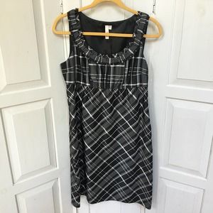 Fossil Black & White Plaid Sleeveless Silk Dress